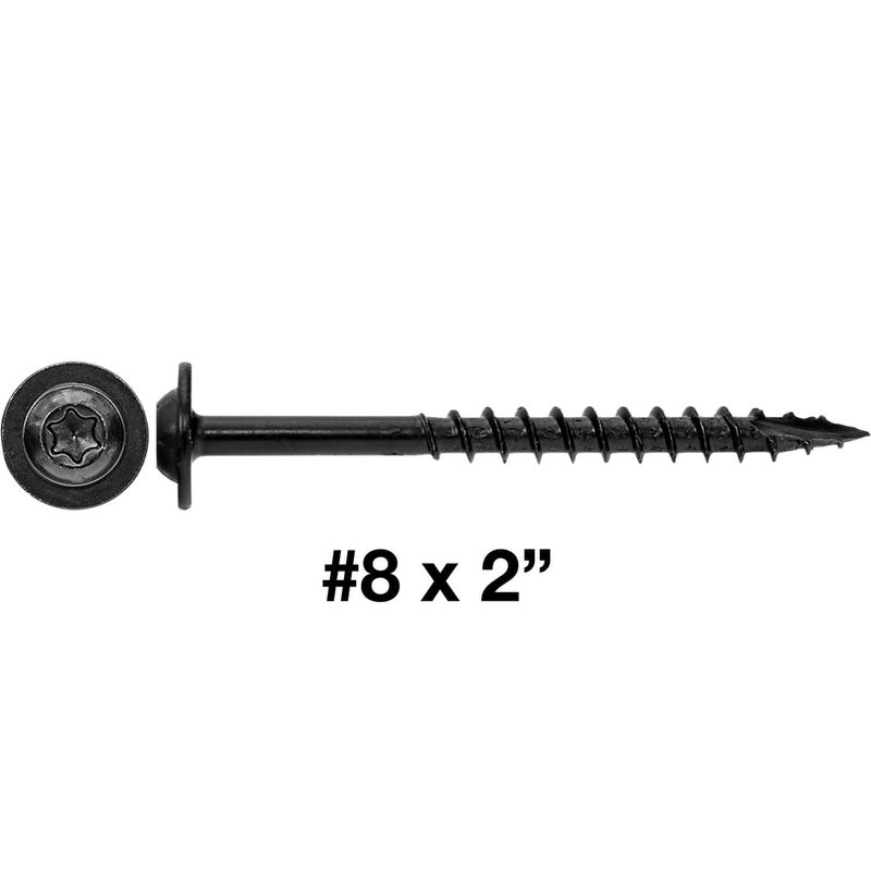 Jake Sales #8 x 2 Black Round Washer Head Multipurpose Exterior Coated Modified Truss Head Cabinet Wood Screw Torx/Star Drive Head - (5 Pounds ~625 Screws) - Image 2